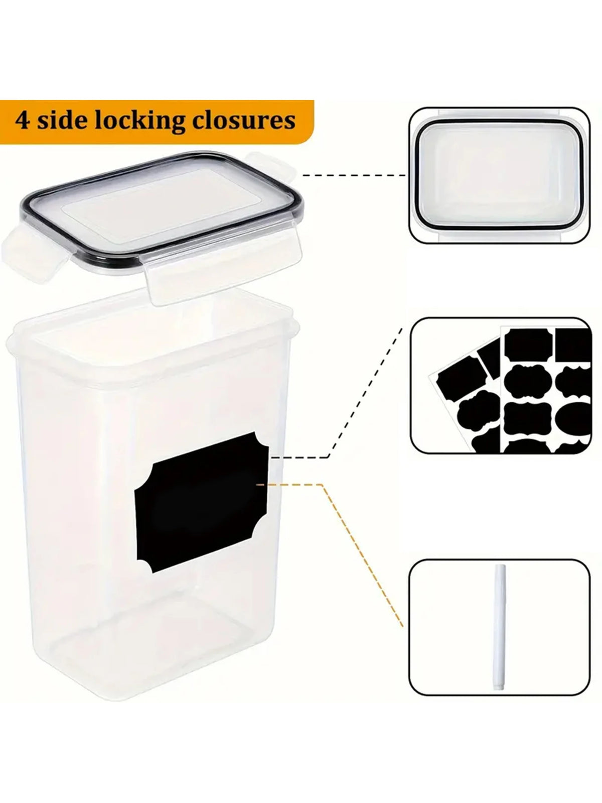 24 Piece Airtight Food Storage Containers With Labels For Flour Grains Coffee