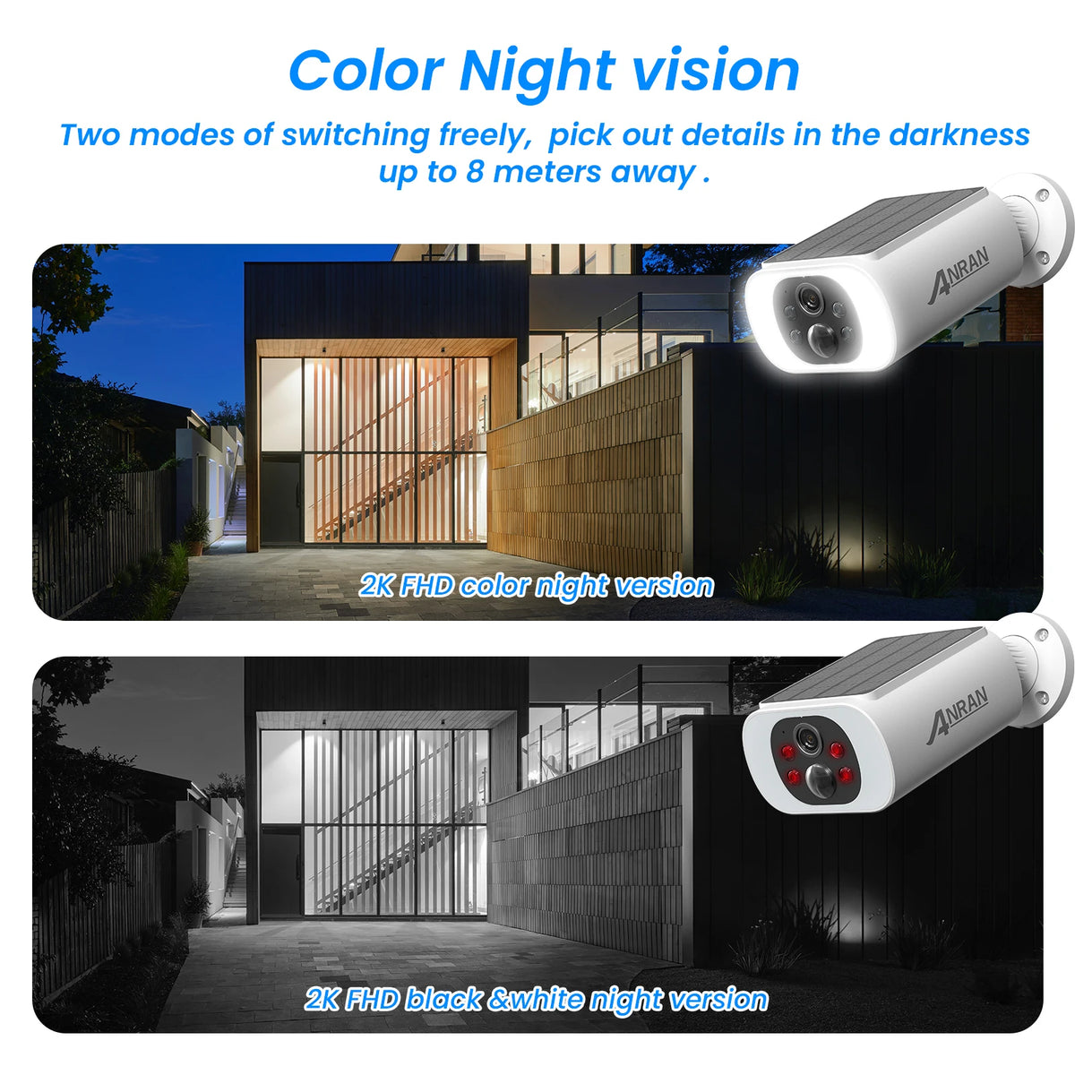 ANRAN C3 Solar Wireless Security Camera 2K Battery Floodlight Night Vision