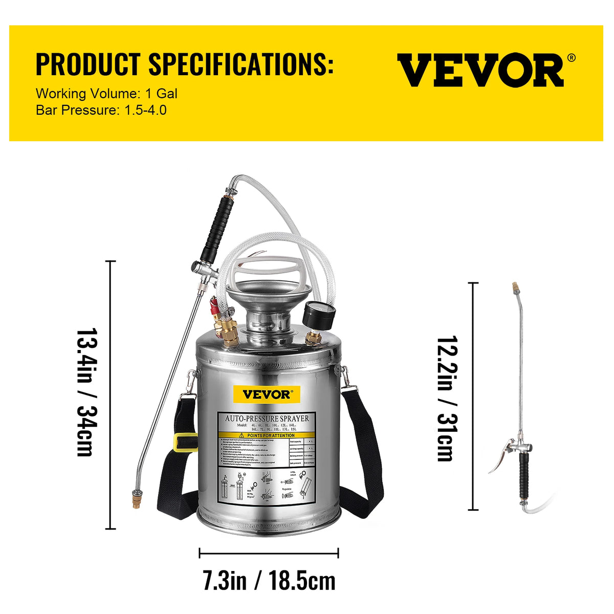 SucceBuy Stainless Steel Hand Sprayer For Garden And Home Cleaning Pump