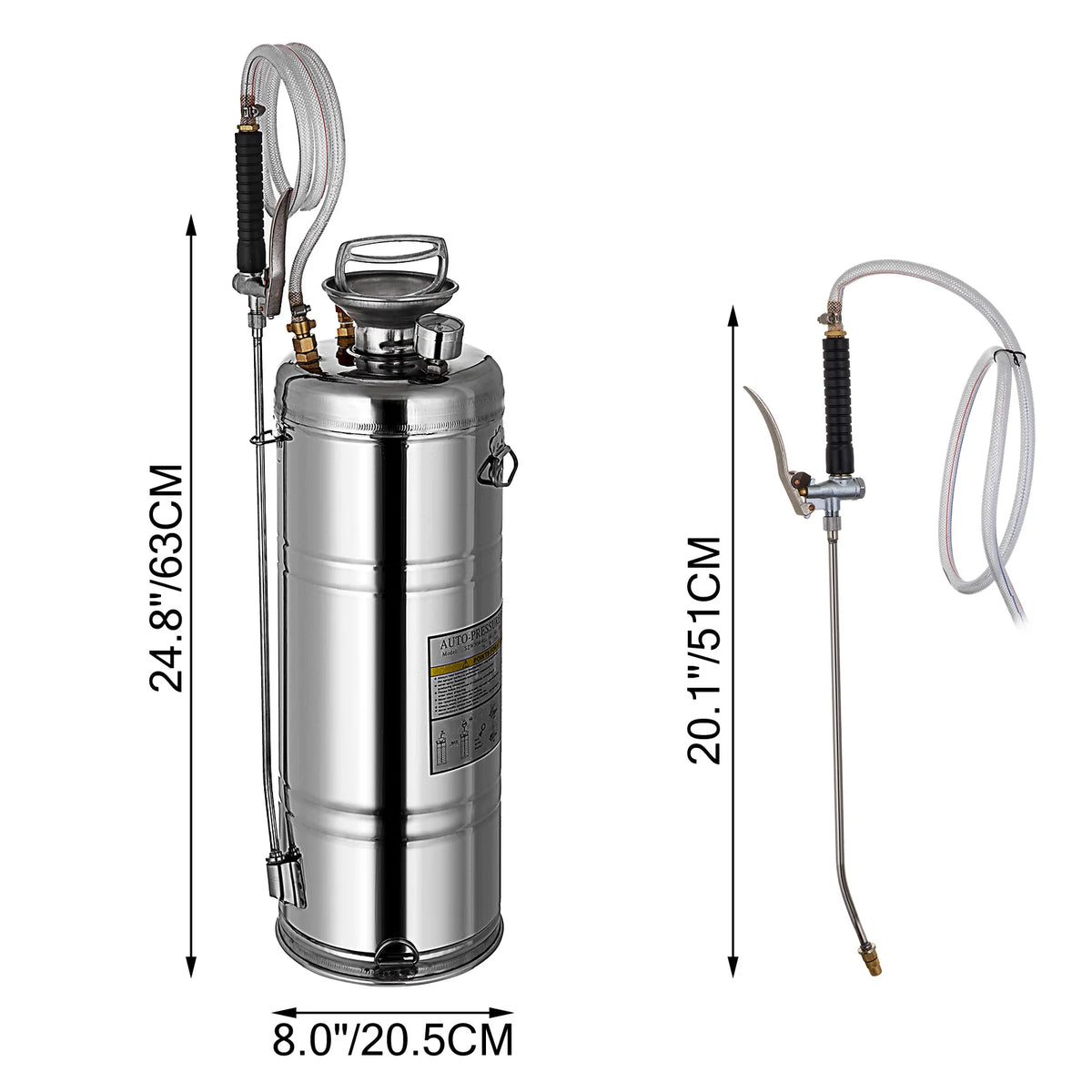 SucceBuy Stainless Steel Hand Sprayer For Garden And Home Cleaning Pump