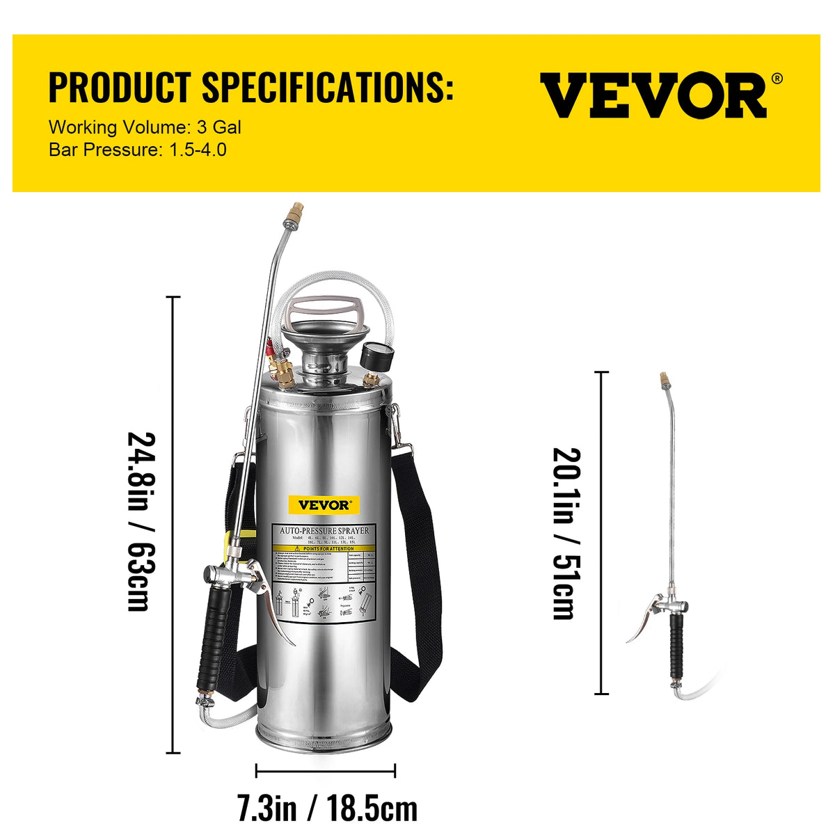 SucceBuy Stainless Steel Hand Sprayer For Garden And Home Cleaning Pump