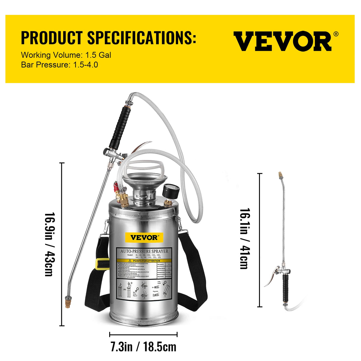 SucceBuy Stainless Steel Hand Sprayer For Garden And Home Cleaning Pump
