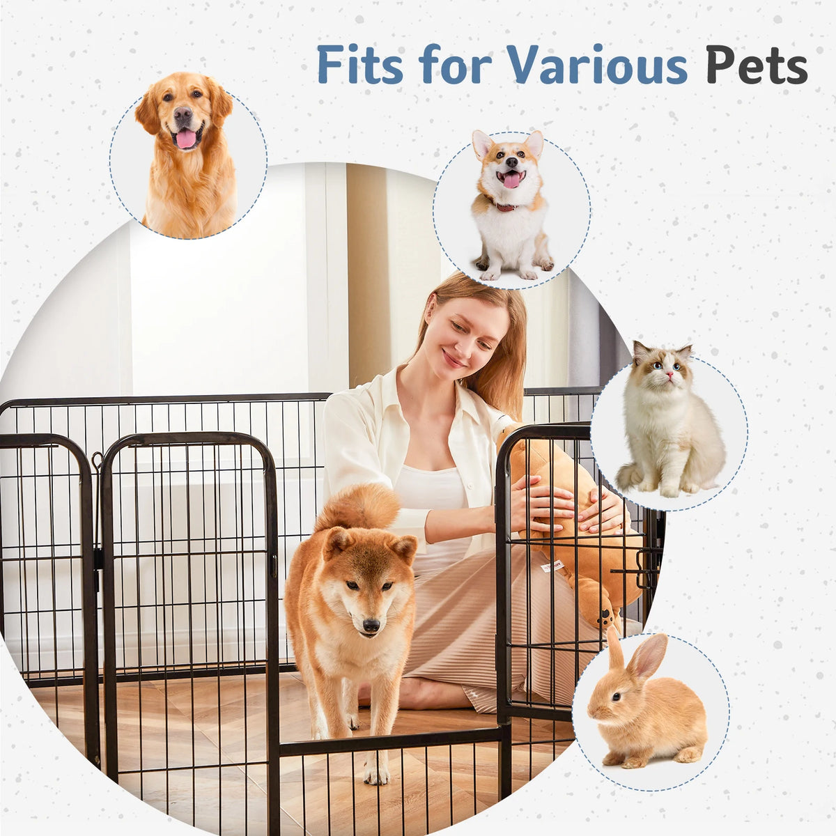 JHK Dog Playpen Metal Fence For Yard And Outdoor Use