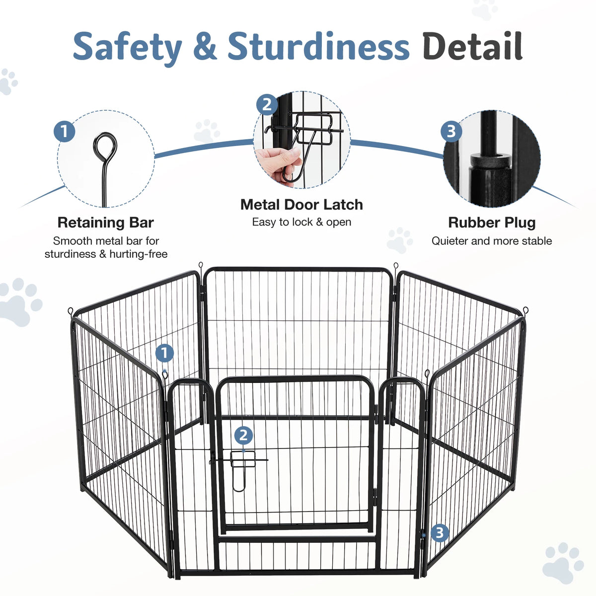 JHK 6-Panel Metal Dog Playpen Fence Foldable Outdoor Enclosure