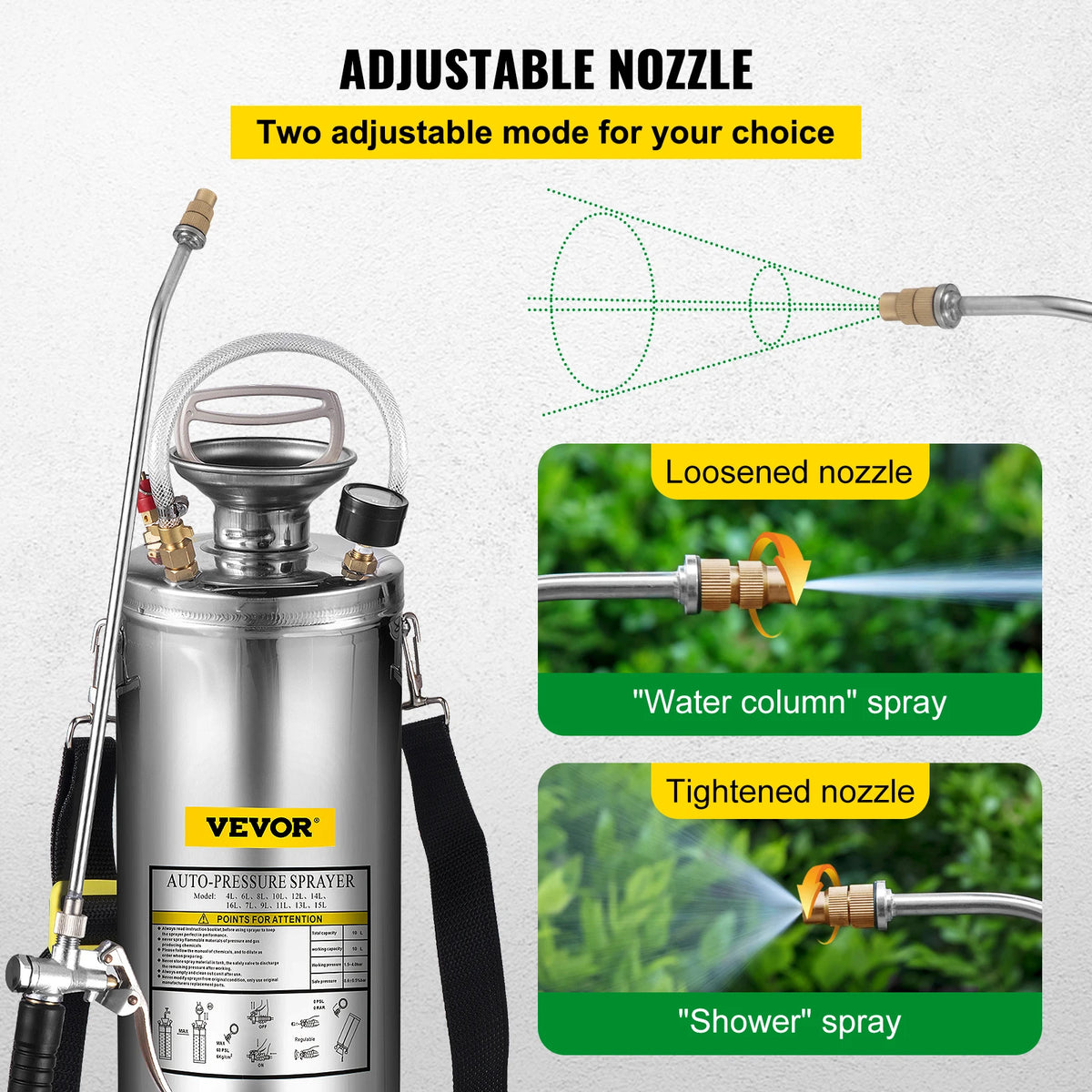 SucceBuy Stainless Steel Hand Sprayer For Garden And Home Cleaning Pump