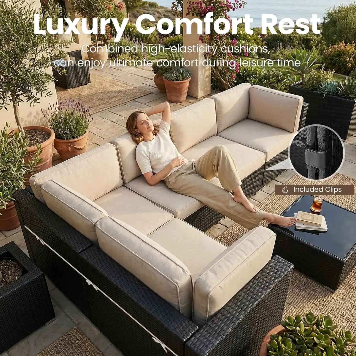 XIAOLANG 8 Piece Outdoor Patio Set With Gas Fire Pit