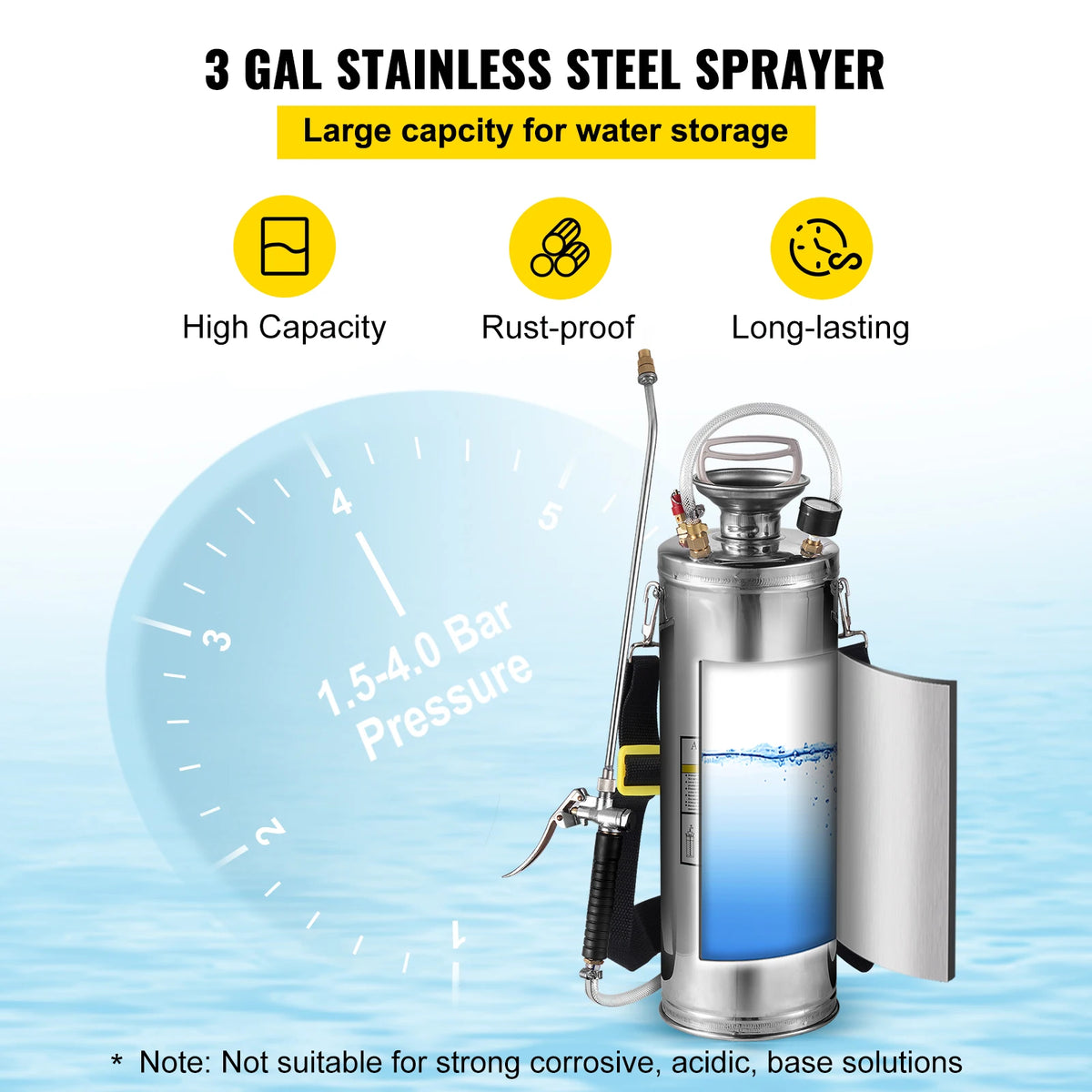 SucceBuy Stainless Steel Hand Sprayer For Garden And Home Cleaning Pump