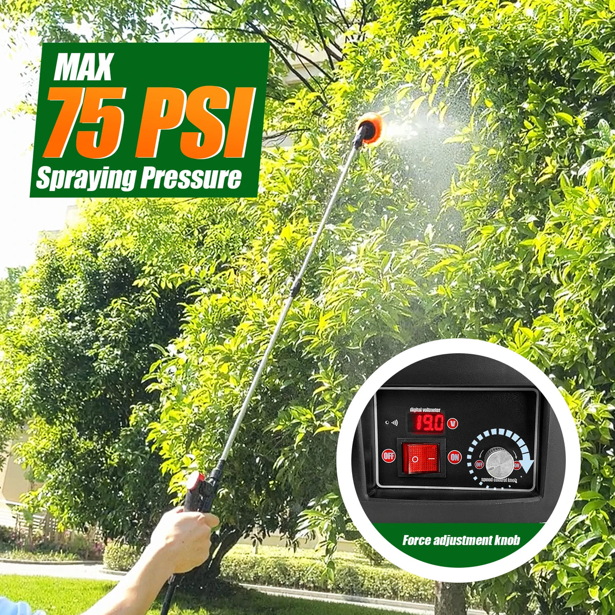 Garden Electric Backpack Sprayer With Telescopic Wand And 100 PSI 5 Nozzles