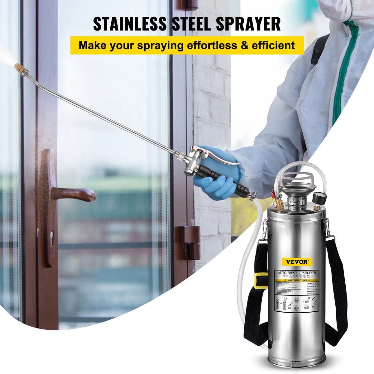 SucceBuy Stainless Steel Hand Sprayer For Garden And Home Cleaning Pump