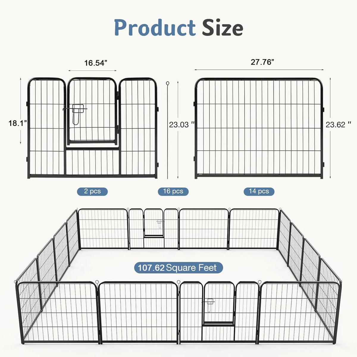 JHK Dog Playpen Metal Fence For Yard And Outdoor Use