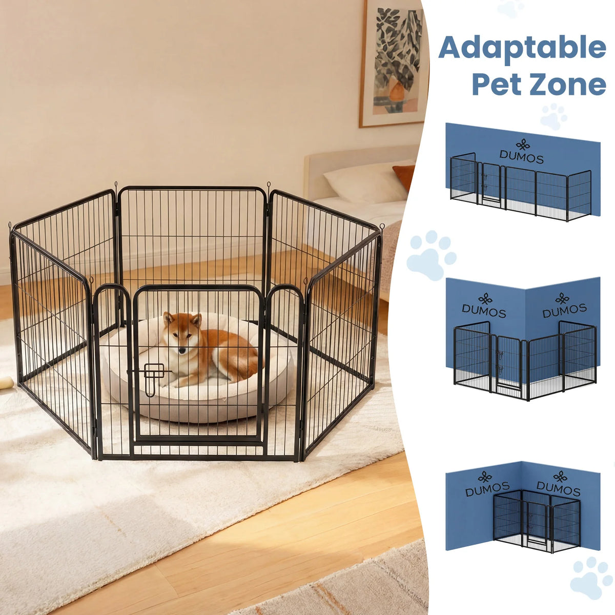 JHK 6-Panel Metal Dog Playpen Fence Foldable Outdoor Enclosure