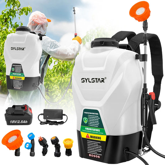 Garden Electric Backpack Sprayer With Telescopic Wand And 100 PSI 5 Nozzles