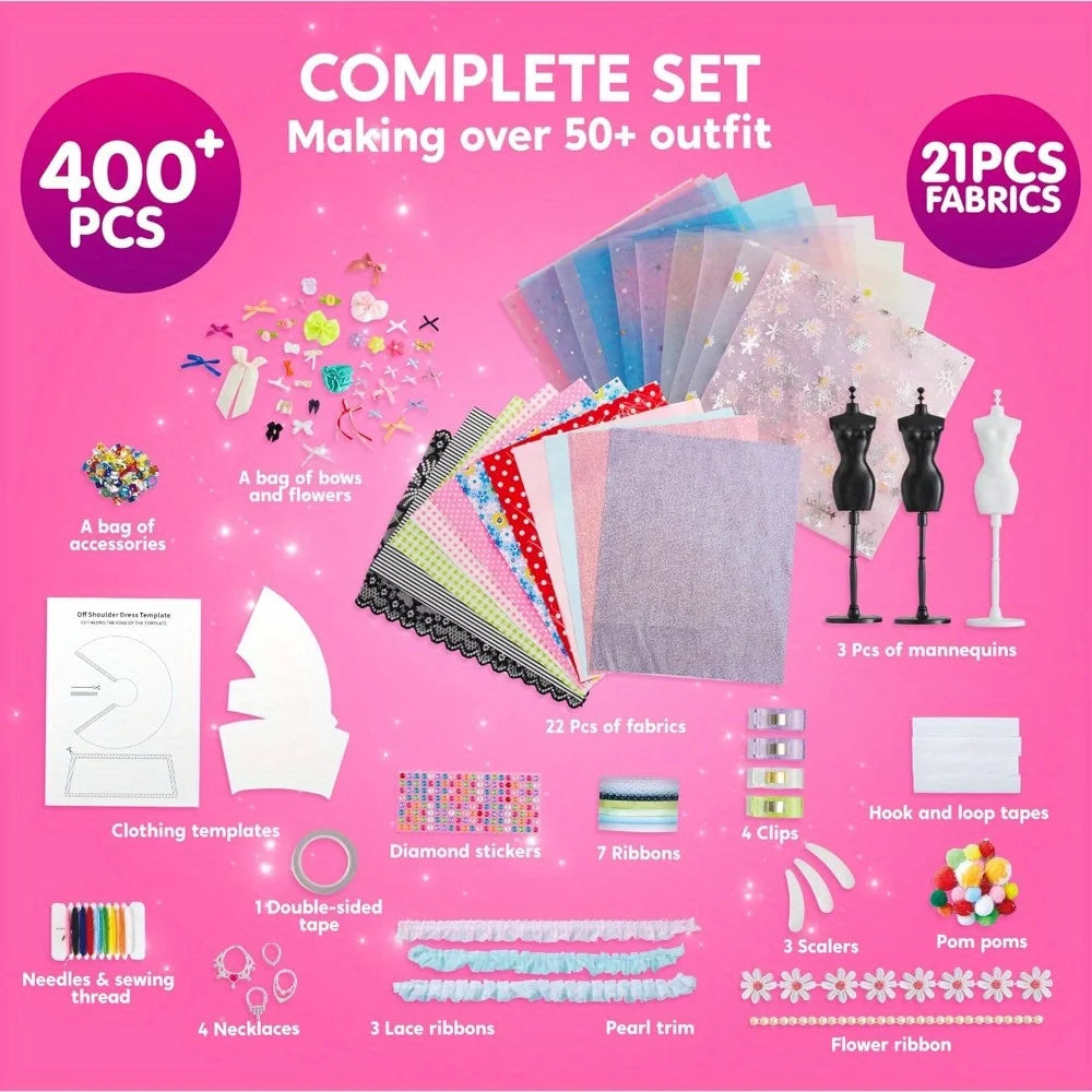 Joyfy 400+ Piece Fashion Design Sewing Kit for Girls 8-12