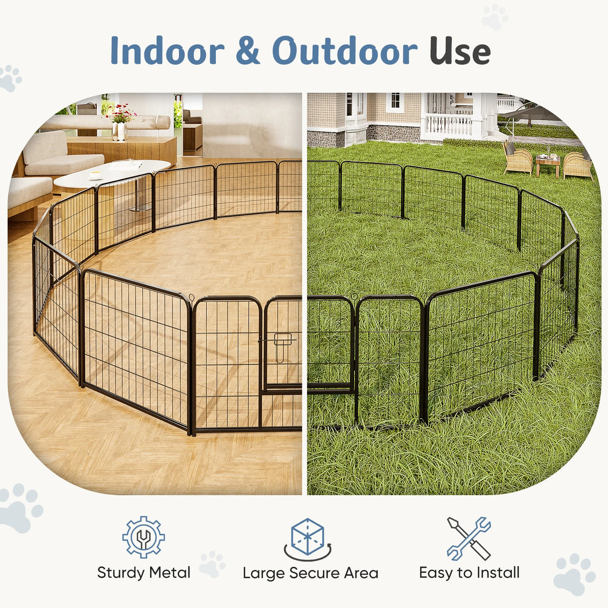 JHK Dog Playpen Metal Fence For Yard And Outdoor Use
