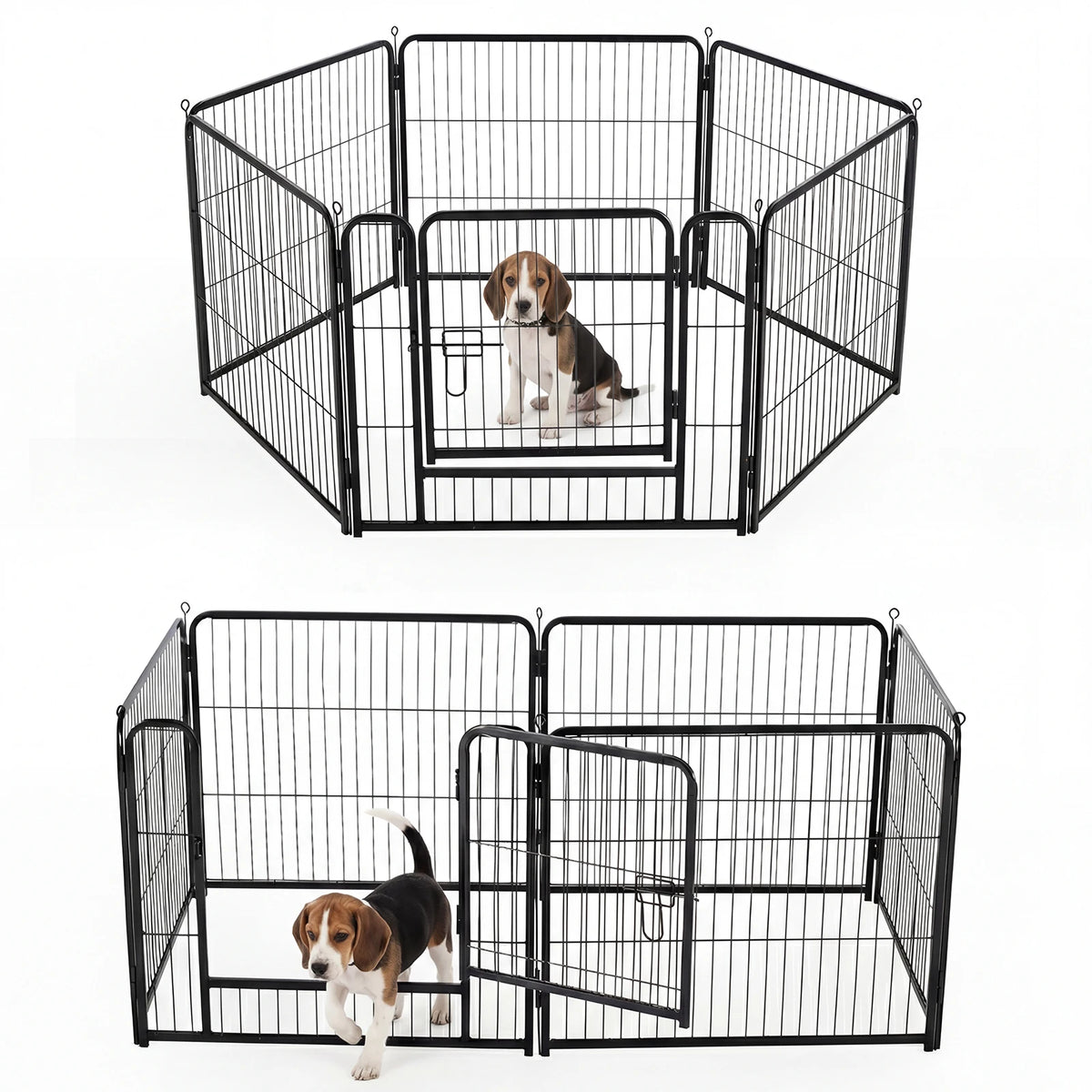 JHK 6-Panel Metal Dog Playpen Fence Foldable Outdoor Enclosure
