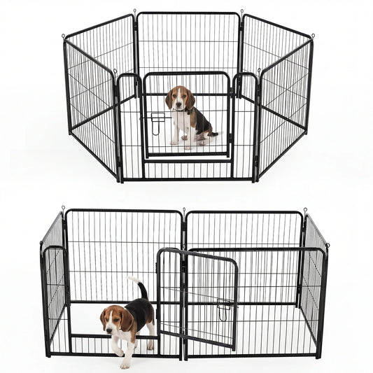 JHK 6-Panel Metal Dog Playpen Fence Foldable Outdoor Enclosure