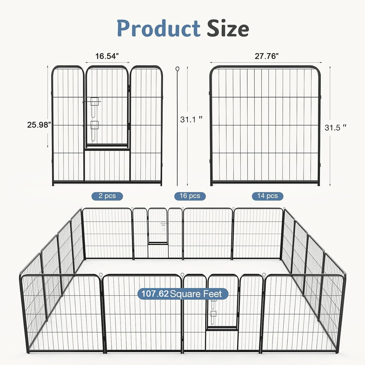 JHK Dog Playpen Metal Fence For Yard And Outdoor Use